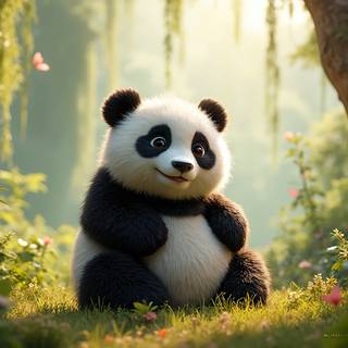 Fluffy Realistic Little Panda
