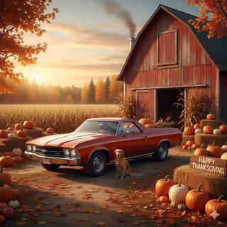1970 Chevrolet El Camino at a farm on Thanksgiving
