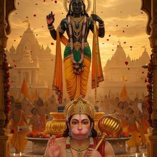 Hanuman with Ram ji in her back side 