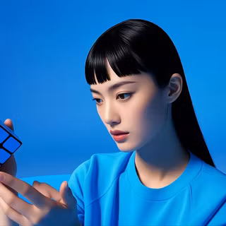 Korean girl with Rubik Cube