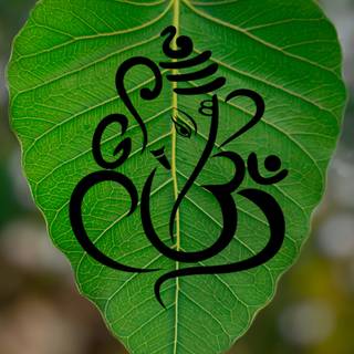 Lord Ganesha Art on leaves 