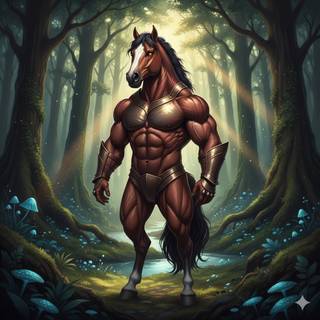 Anthropomorphic Horse with a Muscular Body