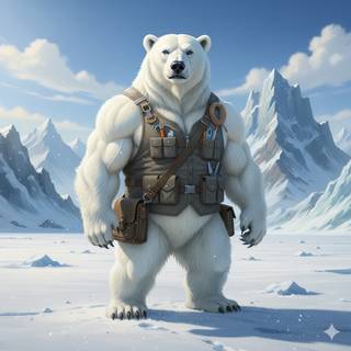 Anthropomorphic Polar Bear with a Muscular Body