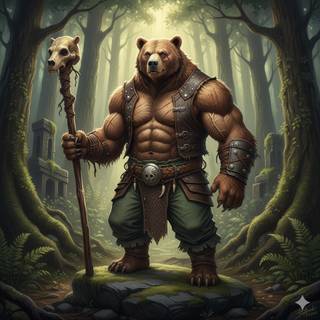 Anthropomorphic Grizzly Bear with a Muscular Body