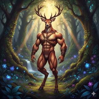 Anthropomorphic Deer with a Muscular Body