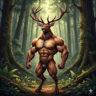 Anthropomorphic Elk with a Muscular Body