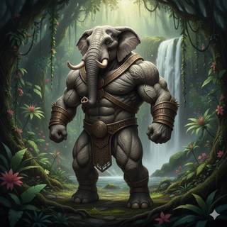 Anthropomorphic Elephant with a Muscular Body