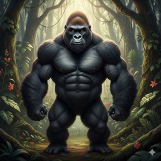 Anthropomorphic Gorilla with a Muscular Body