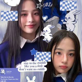 Minju New Jeans phone wallpaper blue styleV (#newjeansneverdie)miss you minju