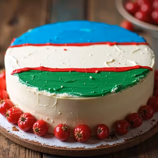 Uzbekistan Flag Painted On Cake