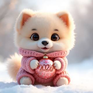 Dog With Christmas Ball In His Paws