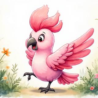 Cartoon Pink Cockatoo
