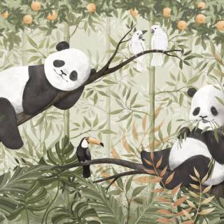 2 cute pandas playing together