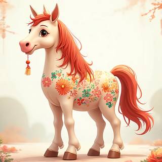 Horse With Floral Patterns