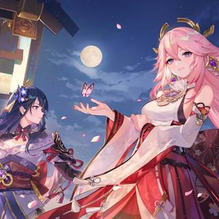 雷電将軍と八重巫女