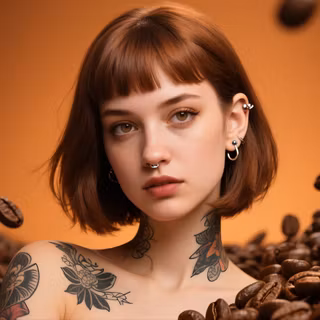 Tattooed Coffee Girl, ai art, coffee