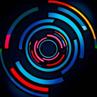 Colorful Circle Of Lights Spinning In Darkness