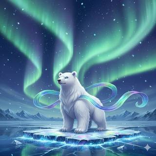 Fakemon Pokemon: Polar Bear with Aurora Borealis