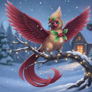 Fakemon Pokemon: Christmas Cardinal (Female)