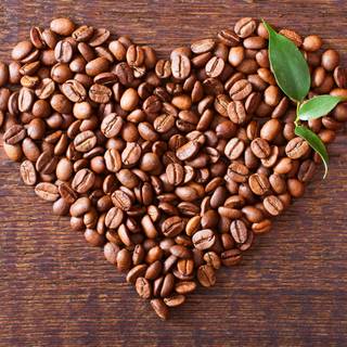 Coffee beans on wood texture