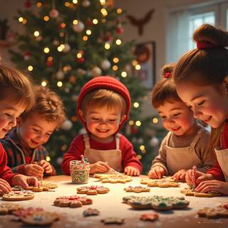 Children Making Christmas Cookies