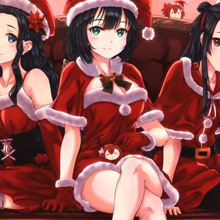 Anime girls at Christmas by itaro