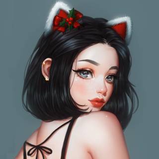 Anime girl at Christmas by renaillusion