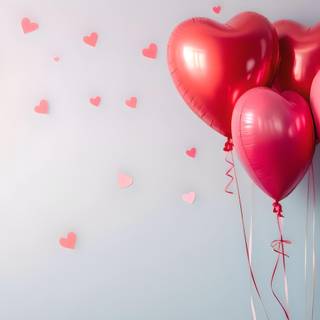 Inflated Pink Heart Balloons