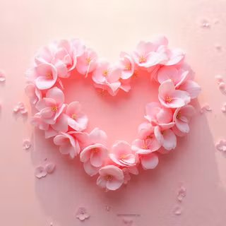 Heart Made Of Pink Flowers Petals