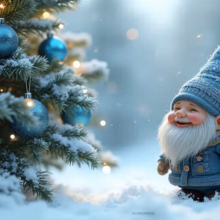 Cute Gnome Near The Christmas Tree