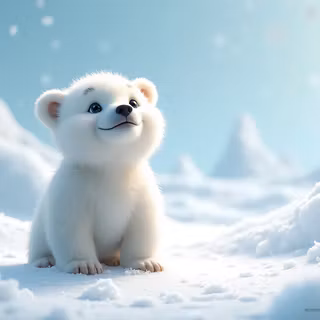 Little Polar Bear Cub