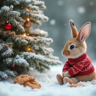 Hare Near The Christmas Tree