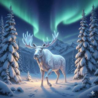 Winter Forest Creatures: Mythical White Moose