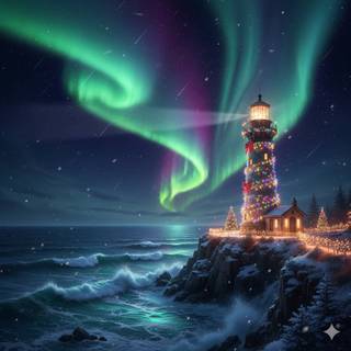 Lighthouse on Christmas Night