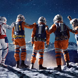 Astronauts On Thee Edge Of A Crater