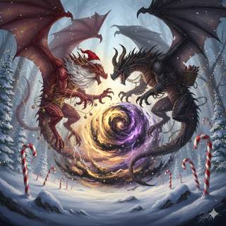 Santa Claus Dragon vs Krampus Dragon
