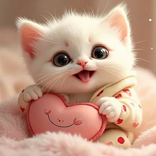 Cute Kitten With A Pink Heart