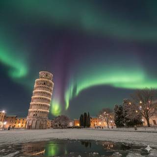 Leaning Tower of Pisa on Christmas Night