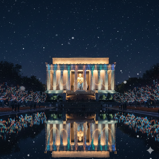 Christmas Lights on Lincoln Memorial