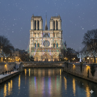 Christmas Lights on Notre Dame Cathedral