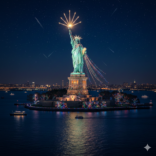 Christmas Lights on Statue of Liberty