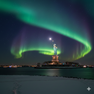 Statue of Liberty on Christmas Night