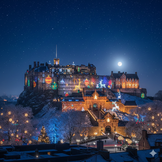 Christmas Lights on Edinburgh Castle