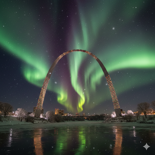 St. Louis Gateway Arch on Christmas Night
