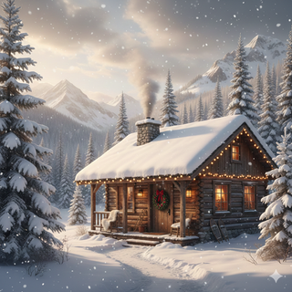 Christmas at a Cozy Cabin in the Mountains