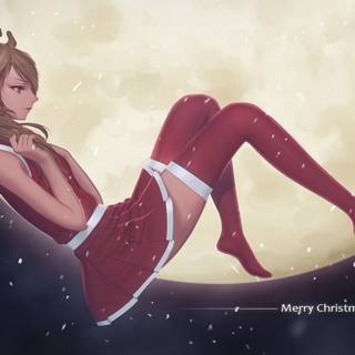 Anime girl at Christmas by 稀泥m