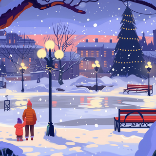 Snowfall in Enchanted Park by robokoboto