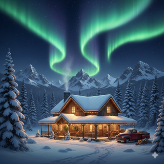 Christmas at a Cozy Farmhouse with Aurora Borelis