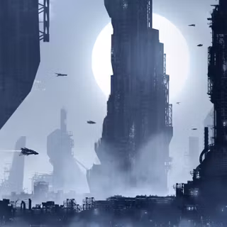 Spaceships Over Sci Fi City