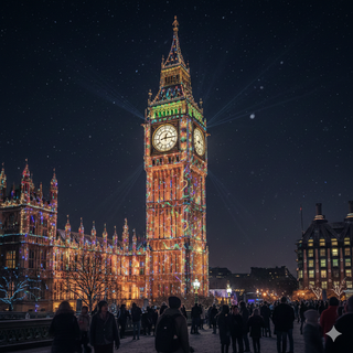 Christmas Lights on Big Ben Clocktower